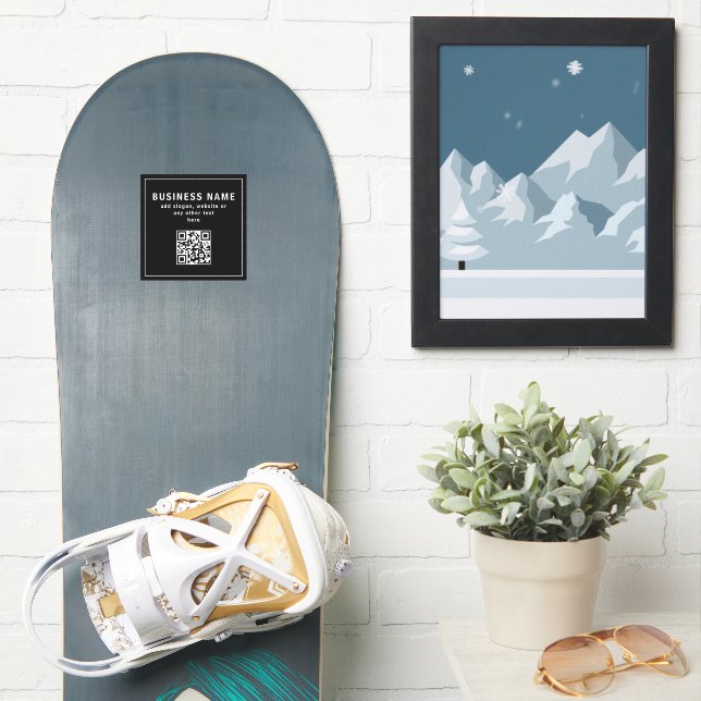 Upload QR code or Logo | Modern Black (Snowboard)