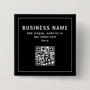 Upload QR code or Logo   Modern Black 15 Cm Square Badge