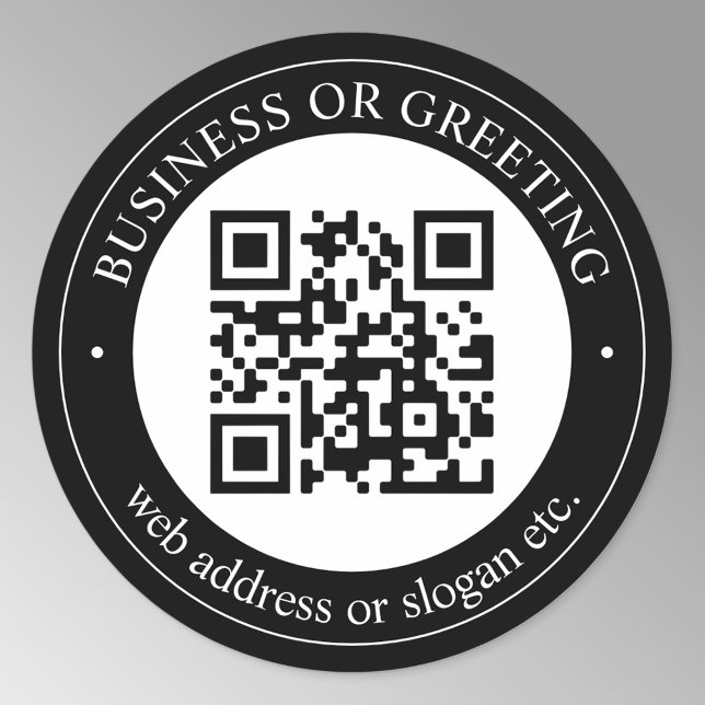 Upload QR code or Logo | Modern Black Classic Round Sticker (Creator Uploaded)