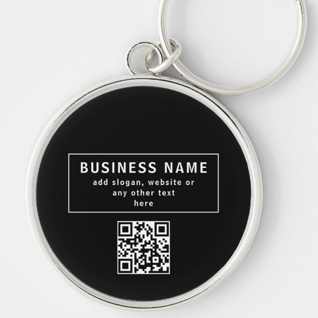Upload QR code or Logo | Modern Black Key Ring (Front)