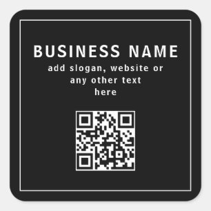 Upload QR code or Logo   Modern Black Square Sticker