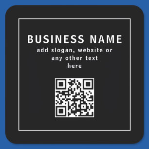 Upload QR code or Logo Modern Black Square Sticker
