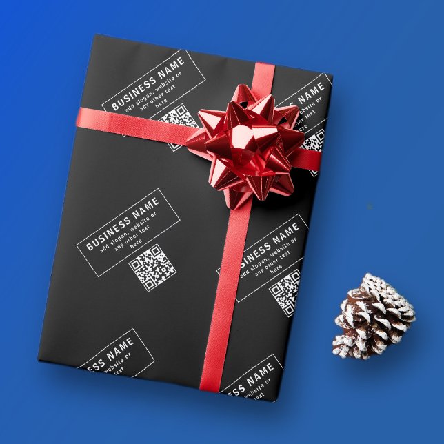 Upload QR code or Logo | Modern Black Wrapping Paper (Creator Uploaded)