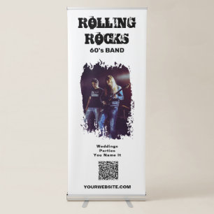 *~* UPLOAD QR + IMAGE Grunge Band Musician Music Retractable Banner