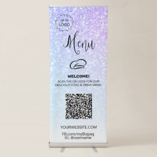 *~* UPLOAD QR + IMAGE LOGO Restaurant Lunch Diner  Retractable Banner
