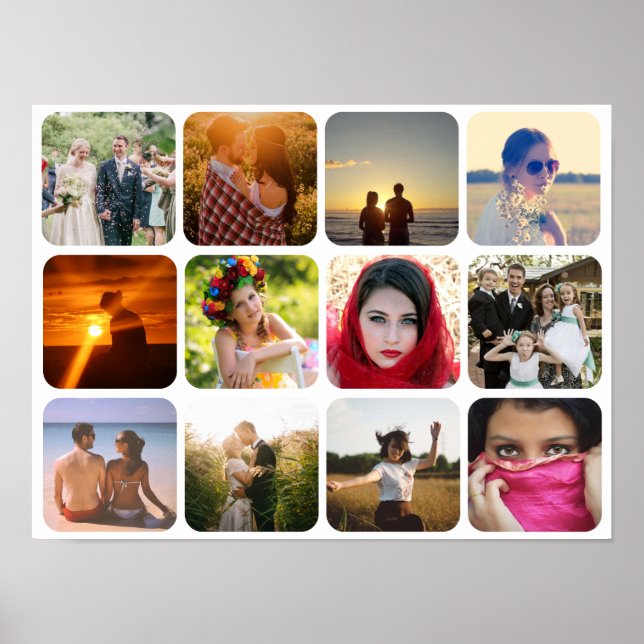 Upload twelve photos white background poster (Front)