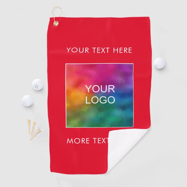 Upload Your Business Company Logo Add Text Red Golf Towel (InSitu)