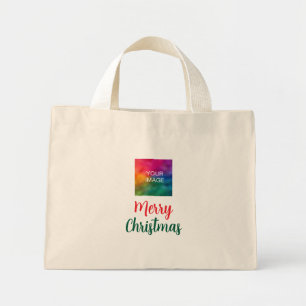Upload Your Business Company Logo Merry Christmas Mini Tote Bag