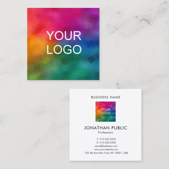 Upload Your Business Company Logo Professional Square Business Card (Front/Back)