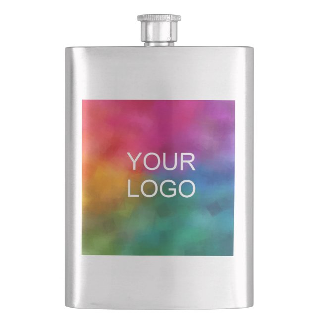 Upload Your Business Corporate Company Logo Here Hip Flask (Front)