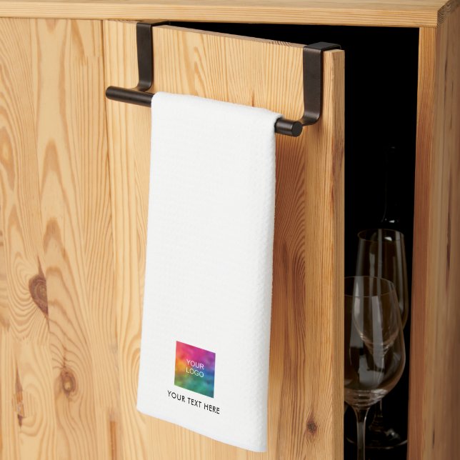 Upload Your Business Logo Custom Text Template Tea Towel (Thirds Fold)