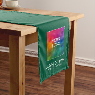 Upload Your Business Logo Solid Colour Hunter Gree Long Table Runner