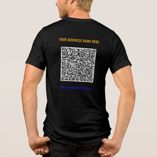 Upload Your Business QR Code and Text Info Branded Tri-Blend Shirt (Back)