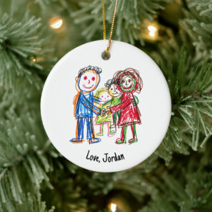 Upload Your Child's Drawing and Name Keepsake Ceramic Tree Decoration