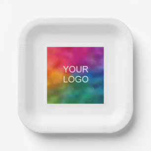 Upload Your Company Business Logo Here Text Custom Paper Plate
