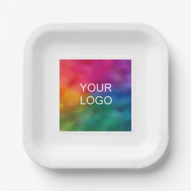 Upload Your Company Business Logo Here Text Custom Paper Plate (Front)