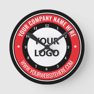 Upload Your Company Logo Custom Text Branded Clock