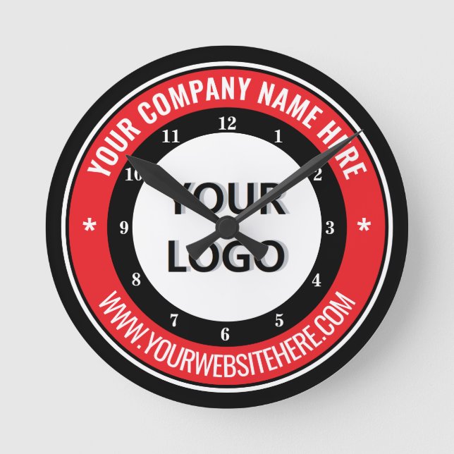 Upload Your Company Logo Custom Text Branded Clock (Front)