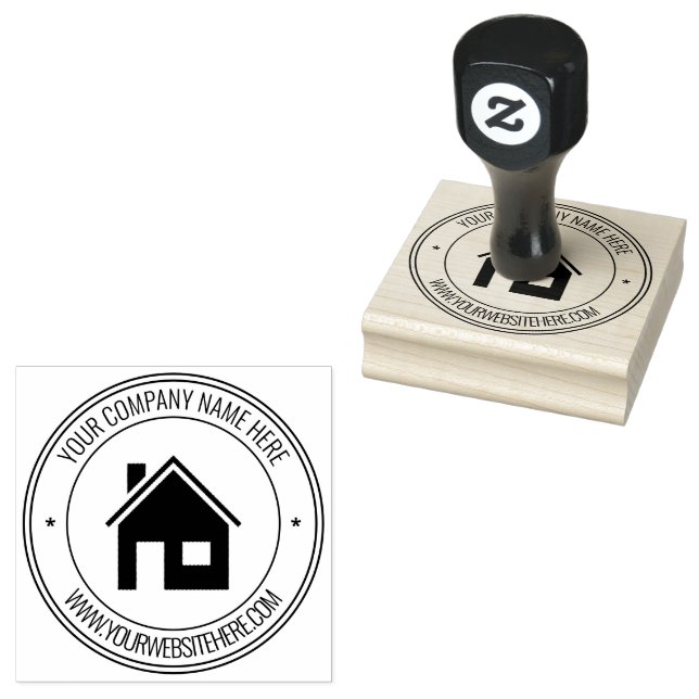 Upload Your Company Logo Text Round Rubber Stamp (Stamped)