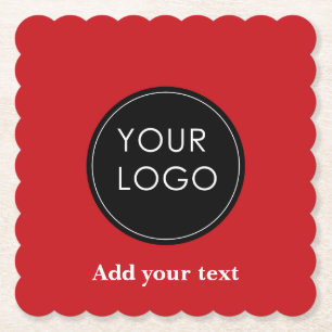 Upload Your Custom Business Logo To Christmas Red Paper Coaster