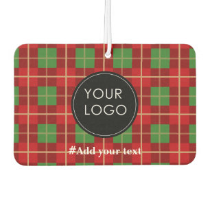 Upload Your Custom Business Logo To Holiday Plaid Car Air Freshener