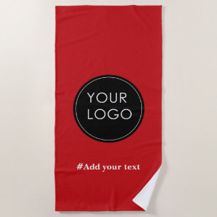 Upload Your Custom Business Logo To Holiday Red Beach Towel