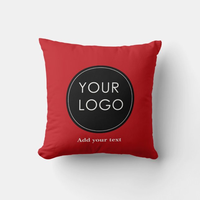 Upload Your Custom Business Logo To Holiday Red Cushion (Front)