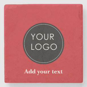 Upload Your Custom Business Logo To Holiday Red Stone Coaster