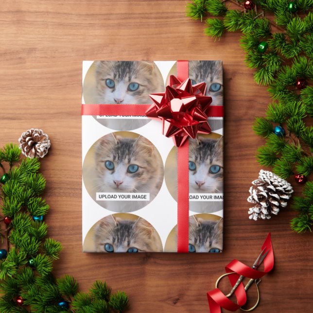 Upload Your Cute Cat Photo Wrapping Paper (Holiday Gift)