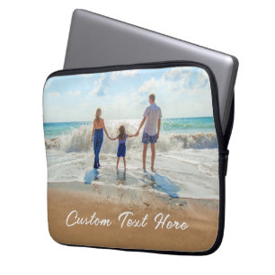 Upload Your Family Photo Laptop Sleeve Custom Text