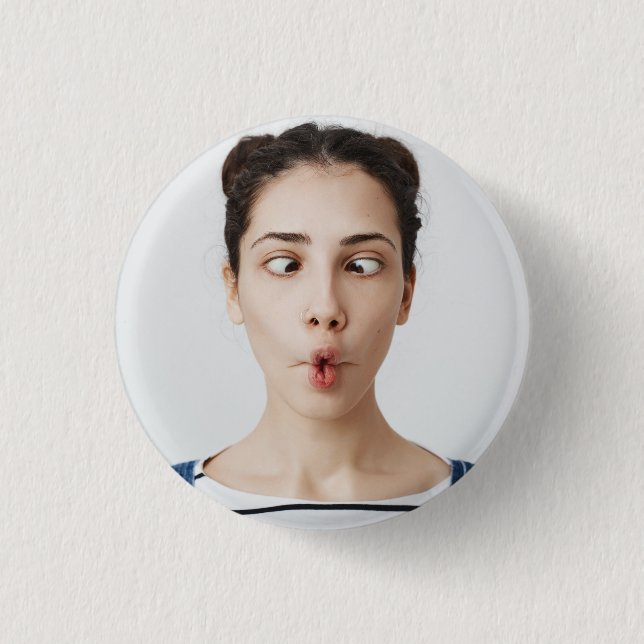 Upload Your Funny Face Photo Selfie  3 Cm Round Badge (Front)