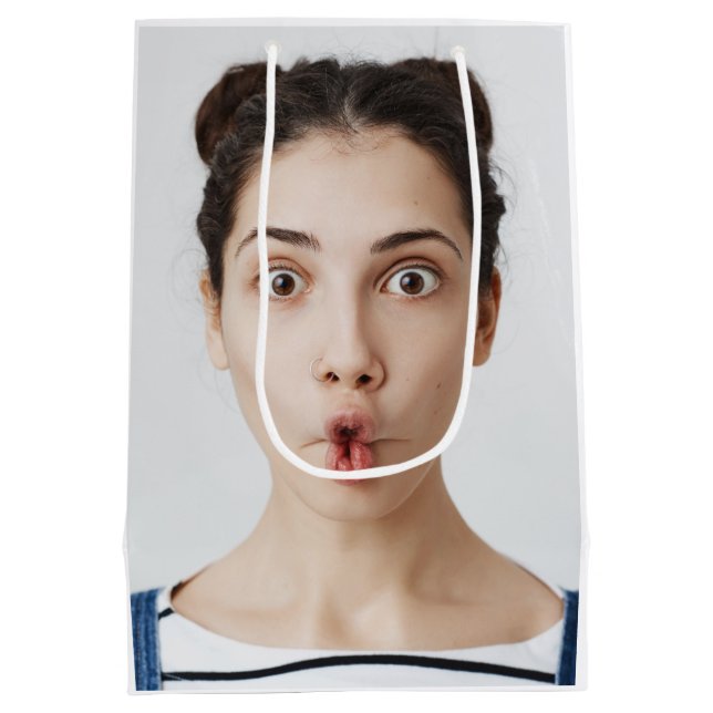 Upload Your Funny Face Photo Selfie Medium Gift Bag (Back)