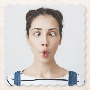 Upload Your Funny Face Photo Selfie Paper Coaster