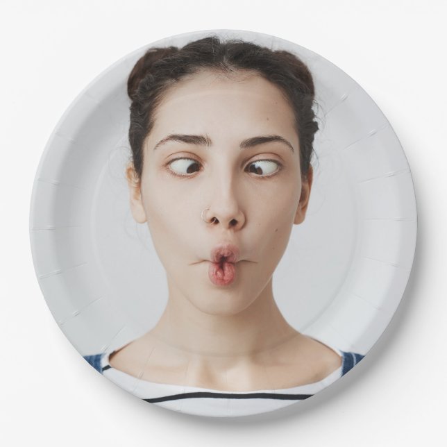  Upload Your Funny Photo Selfie Party  Paper Plate (Front)