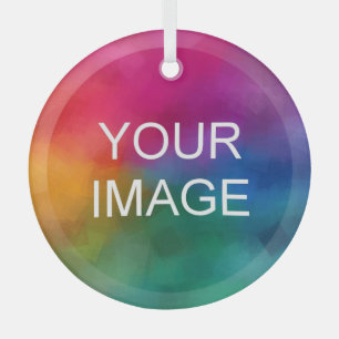 Upload Your Image Photo or Logo Custom Circle Glass Tree Decoration