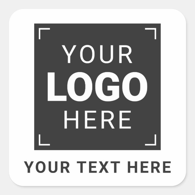 Upload Your Logo and Custom Message Square Sticker (Front)