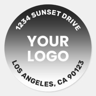 Upload Your Logo Black & White Gradient Ombre Classic Round Sticker
