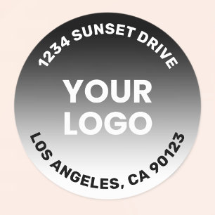 Upload Your Logo Black & White Gradient Ombre Classic Round Sticker