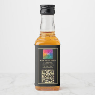 Upload Your Logo Custom Text QR Code Mini Liquor Bottle Label