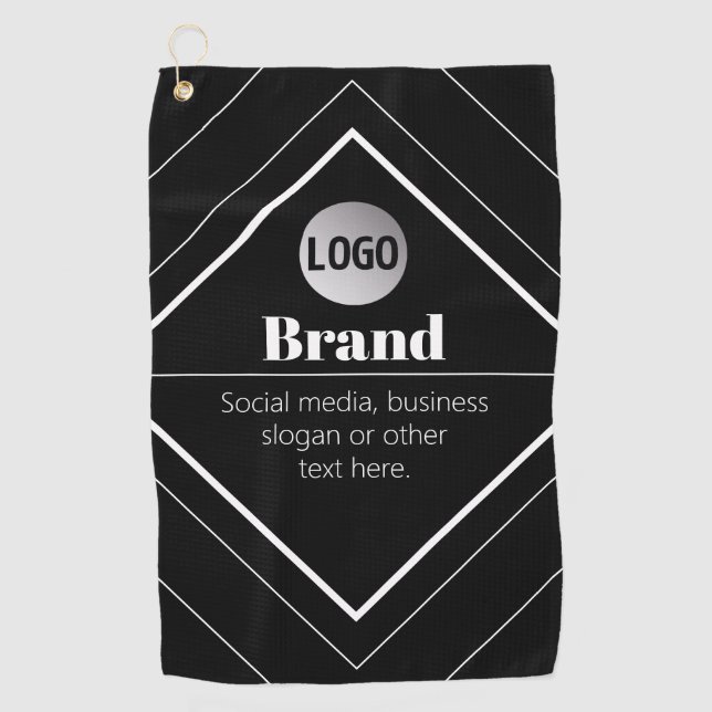 Upload Your Logo & Customisable Text Design Golf Towel (Front)