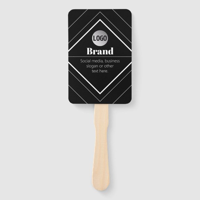 Upload Your Logo & Customisable Text Design Hand Fan (Front)