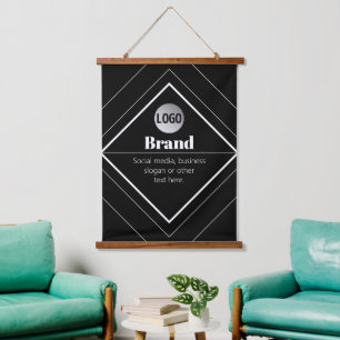 Upload Your Logo & Customisable Text Design Hanging Tapestry