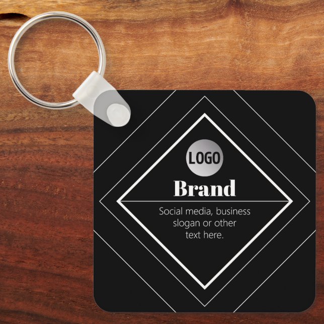Upload Your Logo & Customisable Text Design Key Ring (Front)