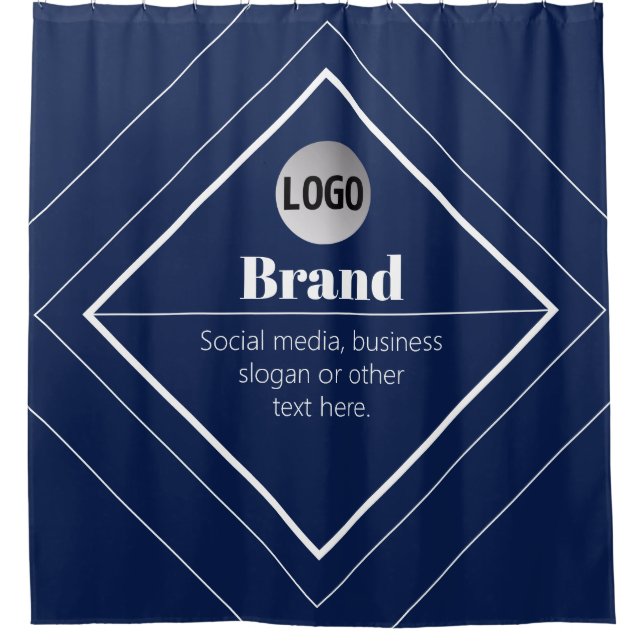 Upload Your Logo & Customisable Text Design Shower Curtain (Front)