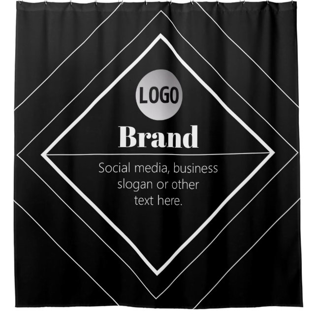 Upload Your Logo & Customisable Text Design Shower Curtain (Front)