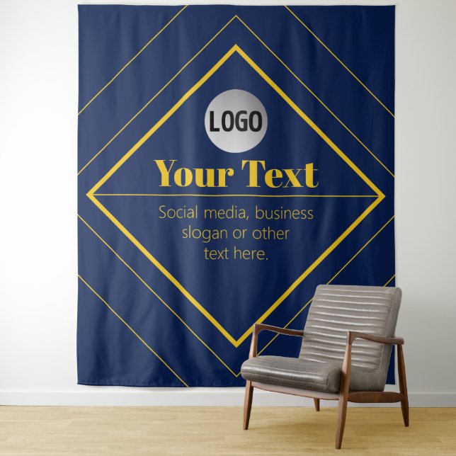 Upload Your Logo & Customisable Text Design Tapestry (In Situ)
