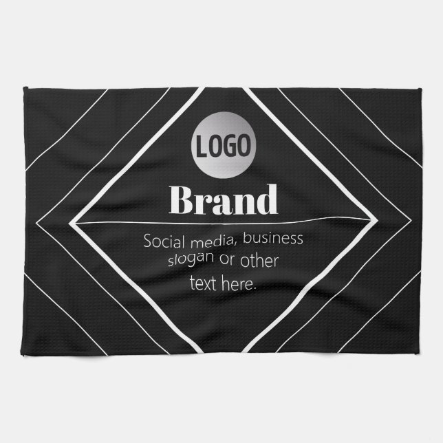 Upload Your Logo & Customisable Text Design Tea Towel (Horizontal)