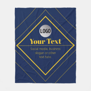 Upload Your Logo & Customizable Text Design Fleece Blanket