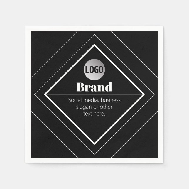 Upload Your Logo & Customizable Text Design Napkin (Front)