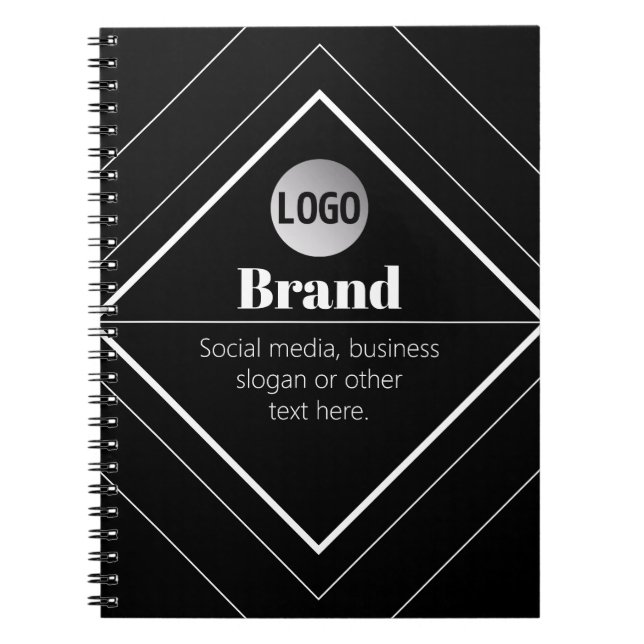 Upload Your Logo & Customizable Text Design Notebook (Front)